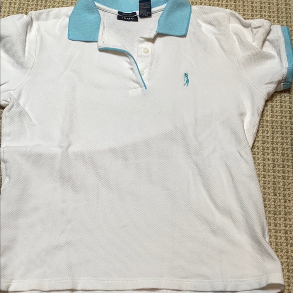 Blue and white polo